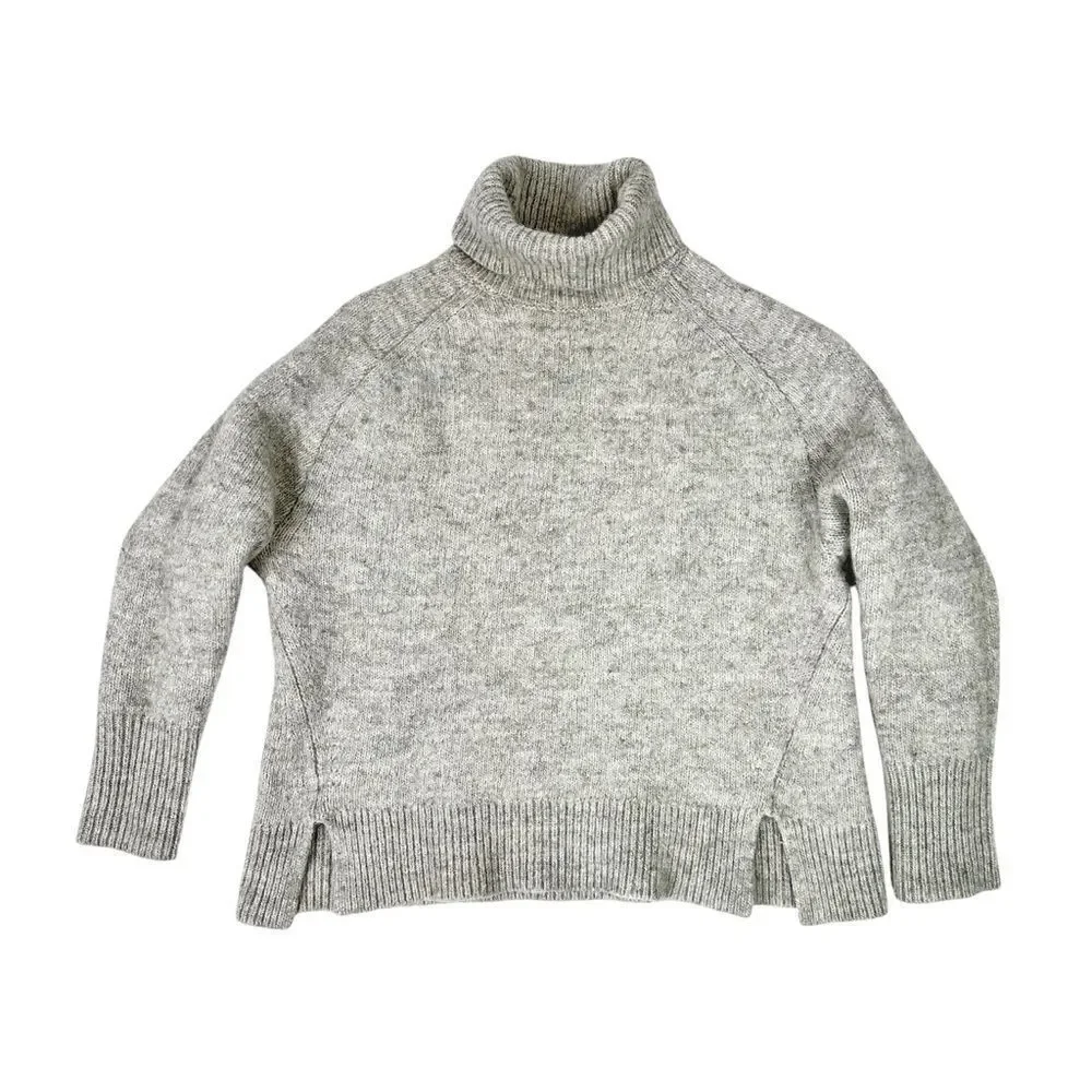 J.Crew Mock Neck  Wool Sweater Alpaca Blend Gray Small Women Turtle Neck